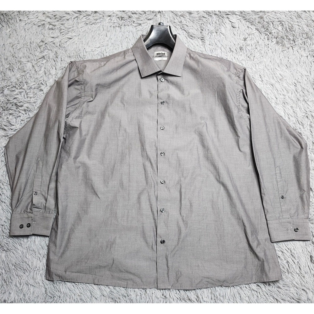 Unlisted Kenneth Cole Dress Shirt Mens XL‎ 17-17.5 32/33 Arms Gray Regular Fit